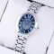 Cartier Baignoire steel womens replica watch with blue diamond dial
